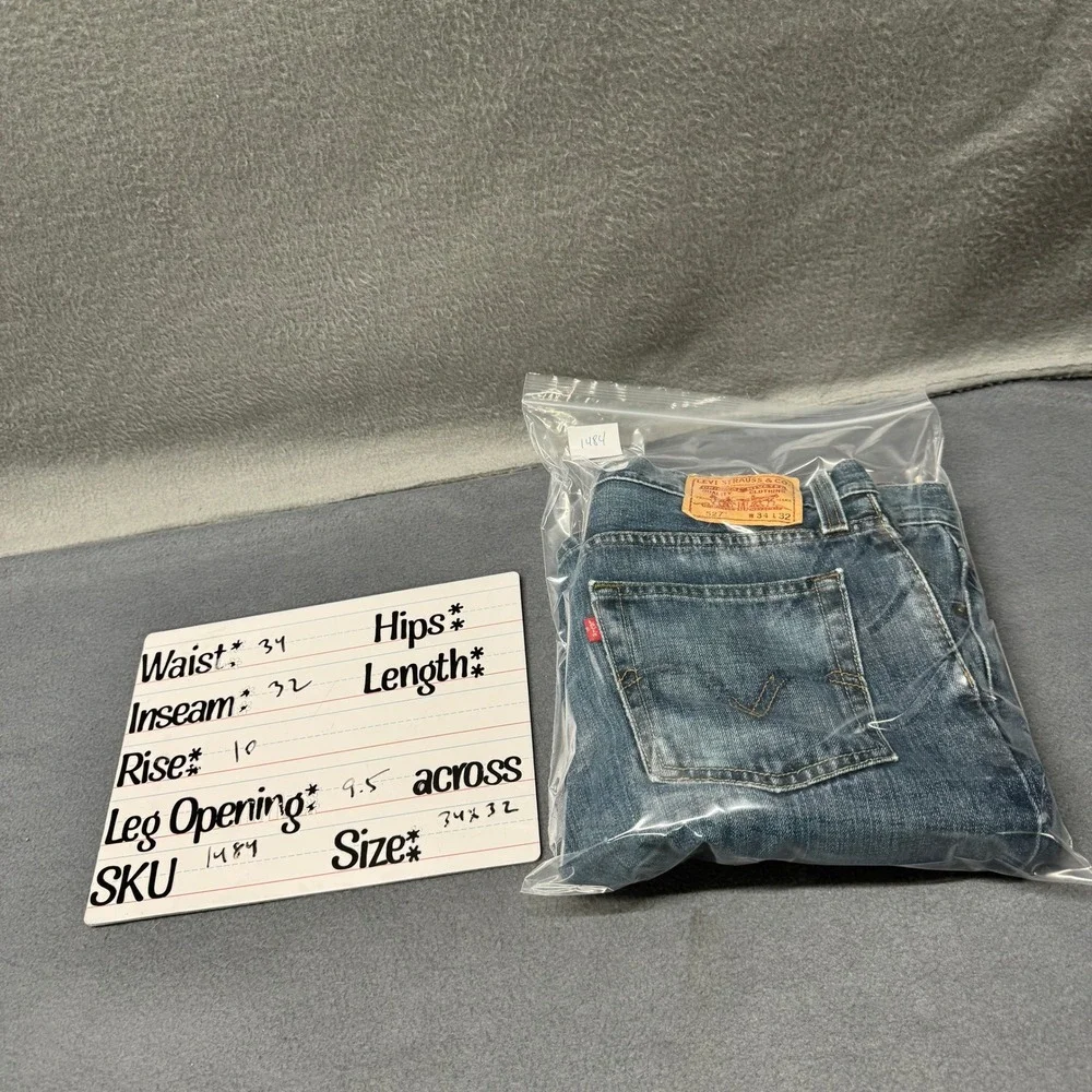 Levi's 527 Jeans Mens 34x32 ACTUAL Low Boot Cut Blue Denim Faded Wash Classic